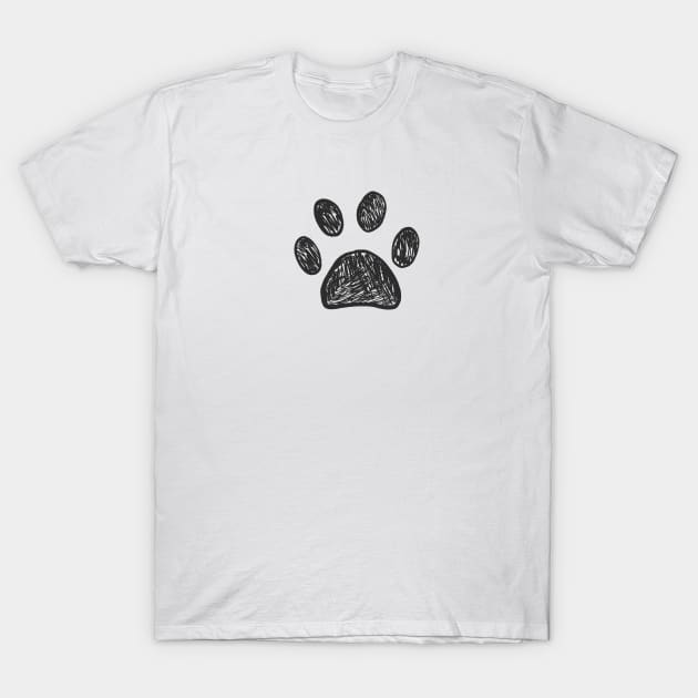 Doodle black paw print T-Shirt by GULSENGUNEL